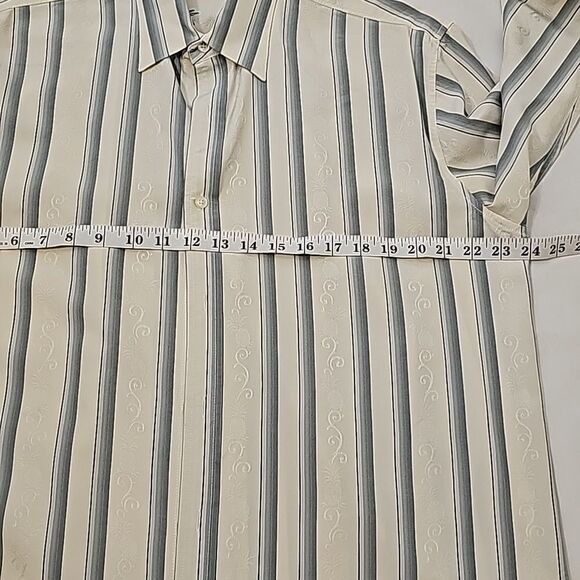 Tommy Bahama Stripe Button Down Shirt Silk Cotton Blend Casual Men's L - Picture 5 of 9
